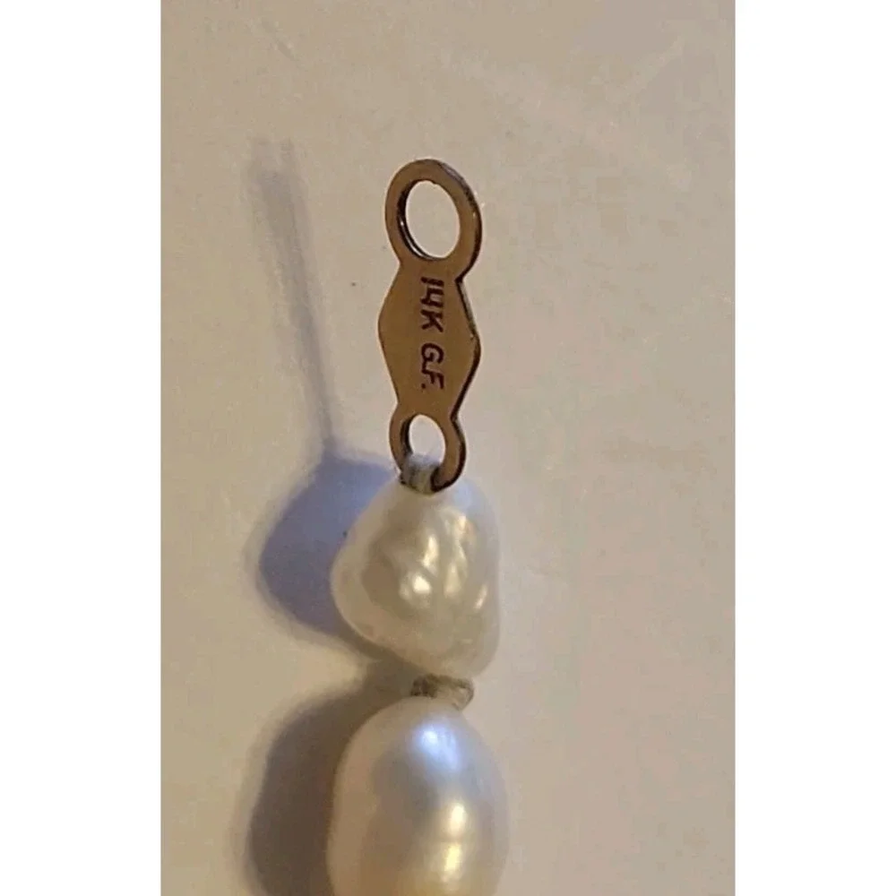 Freshwater Pearl Bracelet 14K Gold Filled Dainty Coastal White 7.5in